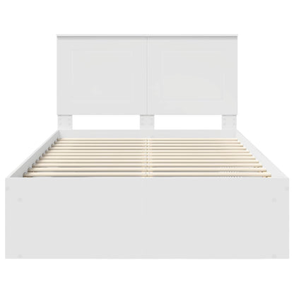 vidaXL Bed Frame with Headboard White 120 x 200 cm Solid Pine Wood