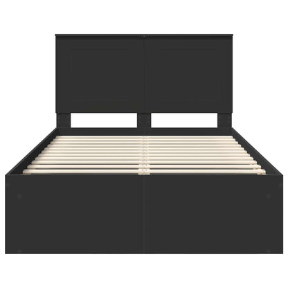 vidaXL Bed Frame with Headboard Black 120 x 200 cm Solid Pine Wood