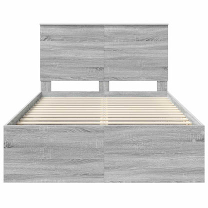 vidaXL Bed Frame Grey Sonoma 120 x 200 cm Solid Pine Wood