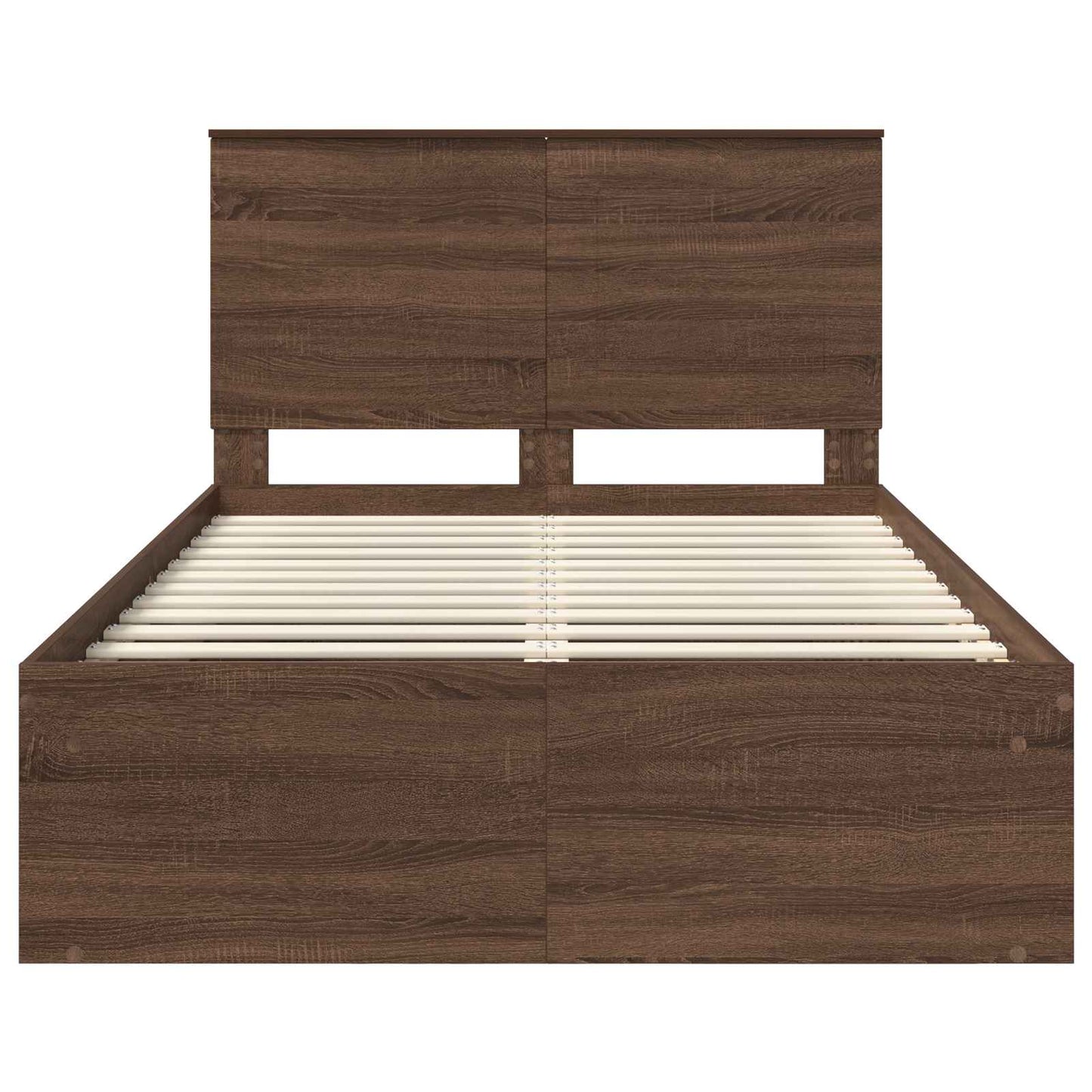 vidaXL Bed Frame with Headboard Brown Oak 120 x 200 cm Solid Pine Wood