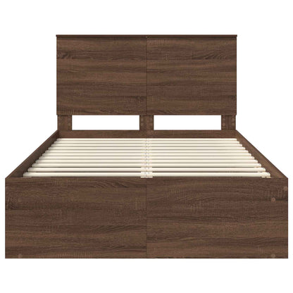 vidaXL Bed Frame with Headboard Brown Oak 120 x 200 cm Solid Pine Wood
