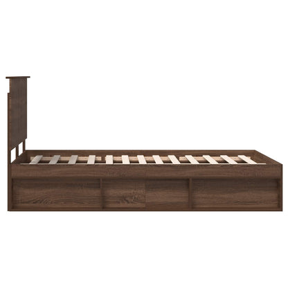 vidaXL Bed Frame with Headboard Brown Oak 120 x 200 cm Solid Pine Wood
