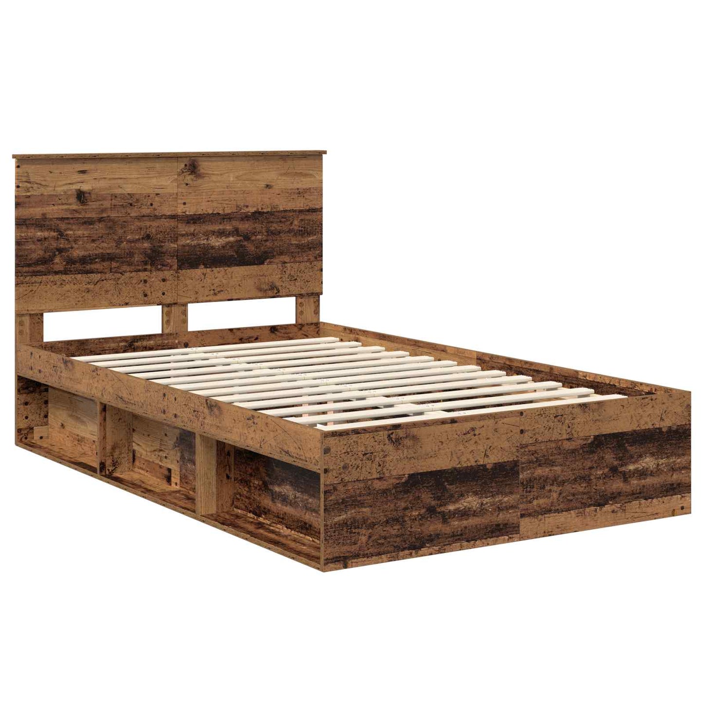 vidaXL Bed Frame with Headboard Old Wood 120 x 200 cm Solid Pine Wood