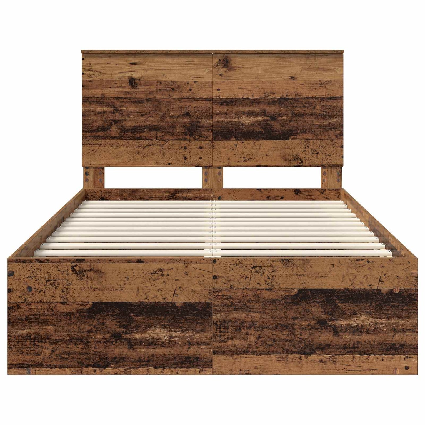 vidaXL Bed Frame with Headboard Old Wood 120 x 200 cm Solid Pine Wood