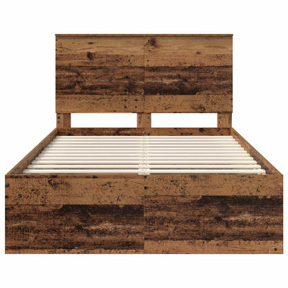 vidaXL Bed Frame with Headboard Old Wood 120 x 200 cm Solid Pine Wood