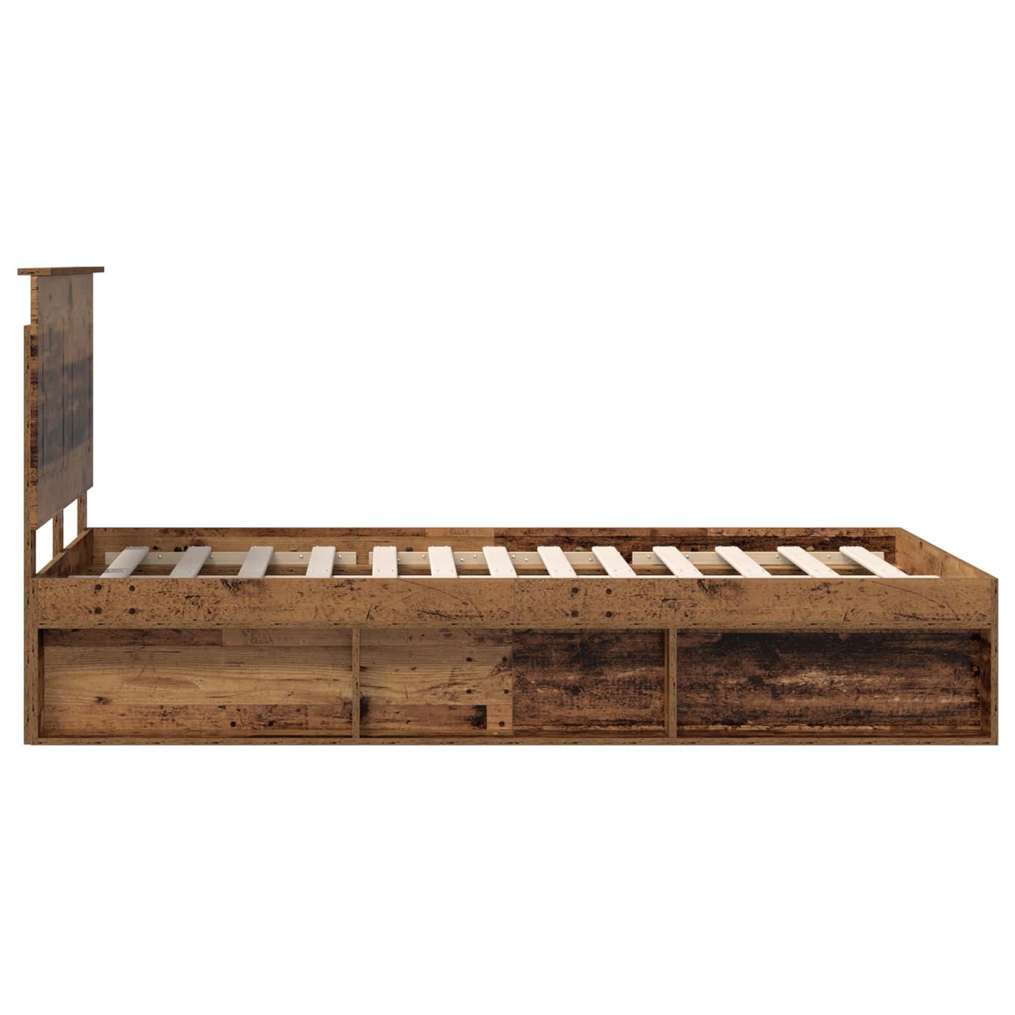 vidaXL Bed Frame with Headboard Old Wood 120 x 200 cm Solid Pine Wood