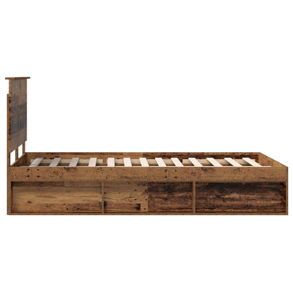 vidaXL Bed Frame with Headboard Old Wood 120 x 200 cm Solid Pine Wood