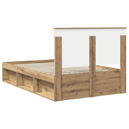 vidaXL Bed Frame Artisian Oak 120 x 200 cm Solid Pine Wood