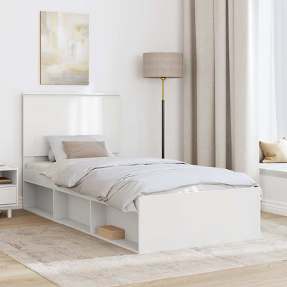 vidaXL Bed Frame with Headboard White 100 x 200 cm Solid Pine Wood