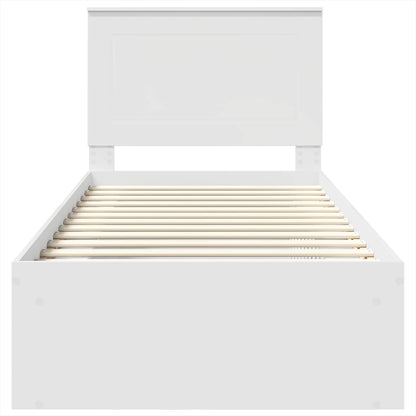 vidaXL Bed Frame with Headboard White 100 x 200 cm Solid Pine Wood
