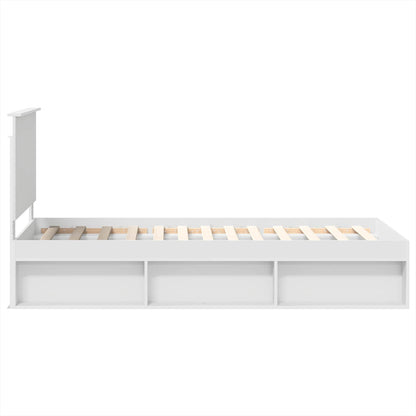 vidaXL Bed Frame with Headboard White 100 x 200 cm Solid Pine Wood