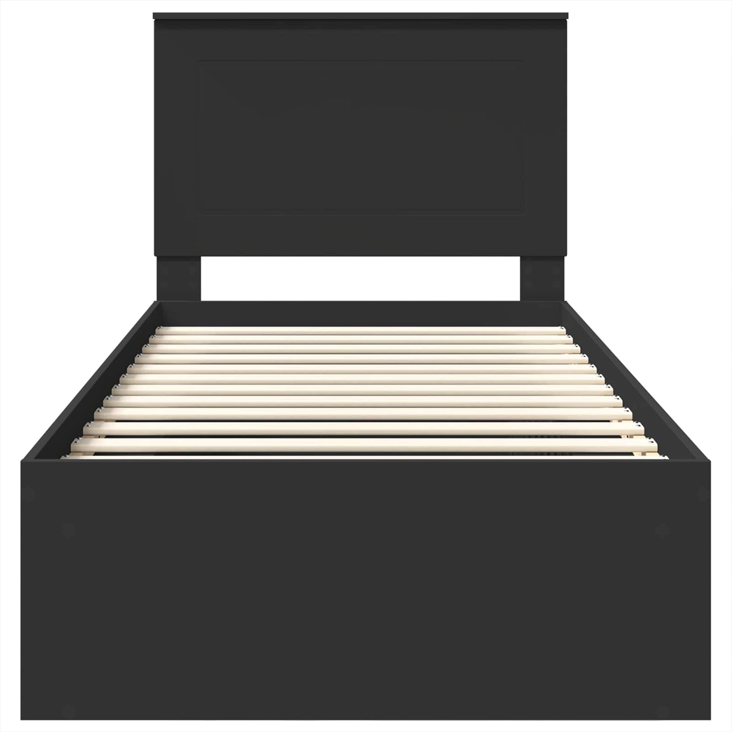 vidaXL Bed Frame with Headboard Black 100 x 200 cm Solid Pine Wood