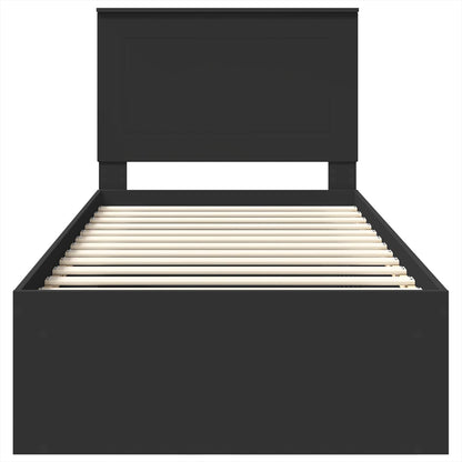 vidaXL Bed Frame with Headboard Black 100 x 200 cm Solid Pine Wood