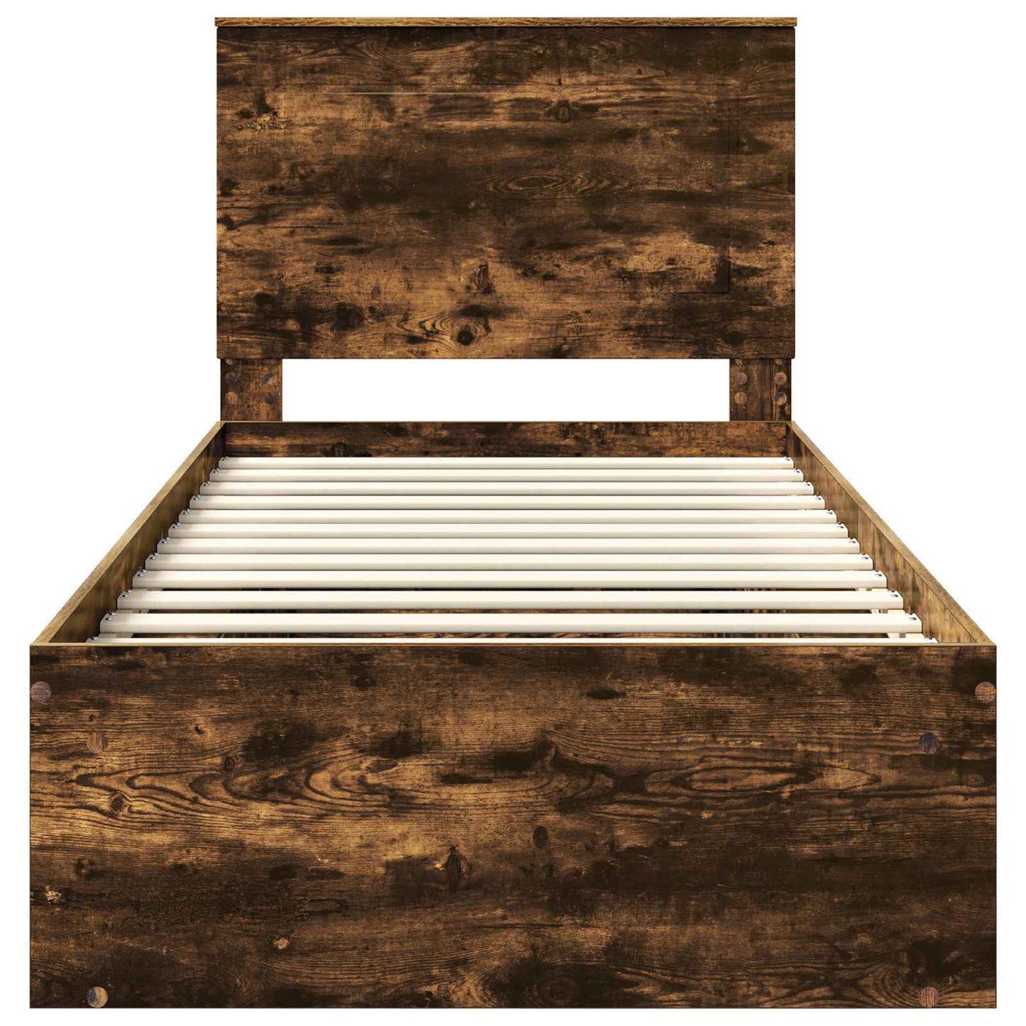 vidaXL Bed Frame with Drawer Smoked Oak 100 x 200 cm Solid Pine Wood
