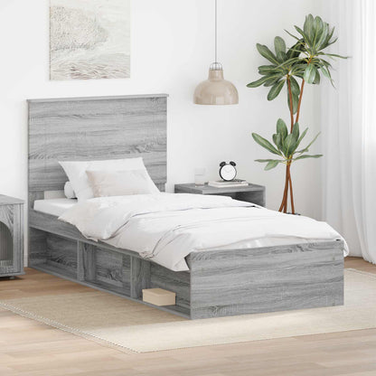 vidaXL Bed Frame Grey Sonoma 100 x 200 cm Solid Pine Wood