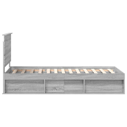 vidaXL Bed Frame Grey Sonoma 100 x 200 cm Solid Pine Wood