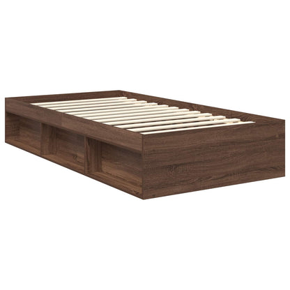 vidaXL Bed Frame with Headboard Brown Oak 100 x 200 cm Solid Pine Wood