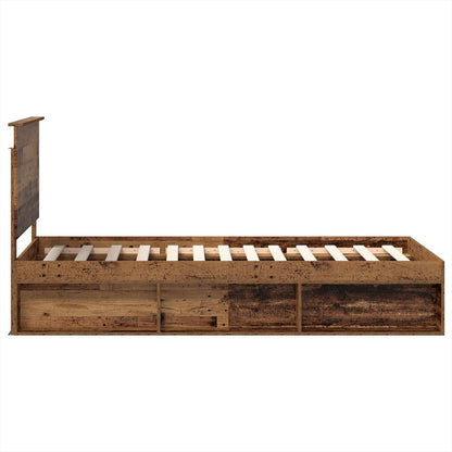 vidaXL Bed Frame with Headboard Old Wood 100 x 200 cm Solid Pine Wood