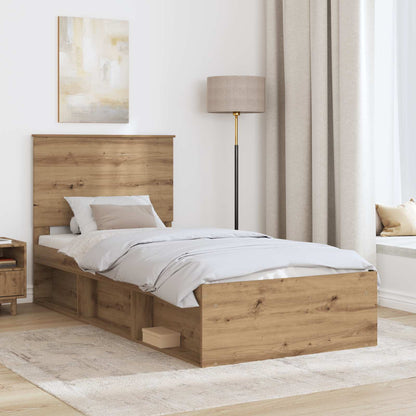 vidaXL Bed Frame Artisian Oak 100 x 200 cm Solid Pine Wood