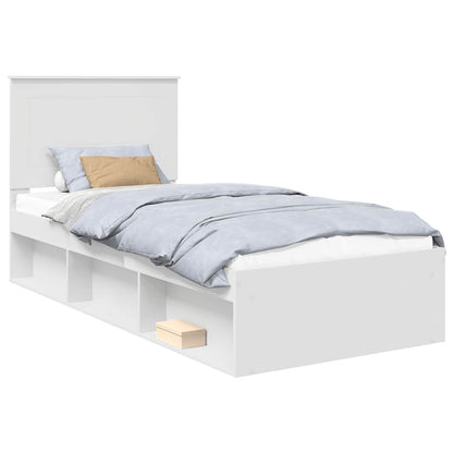 vidaXL Bed Frame with Headboard White 90 x 190 cm Solid Pine Wood
