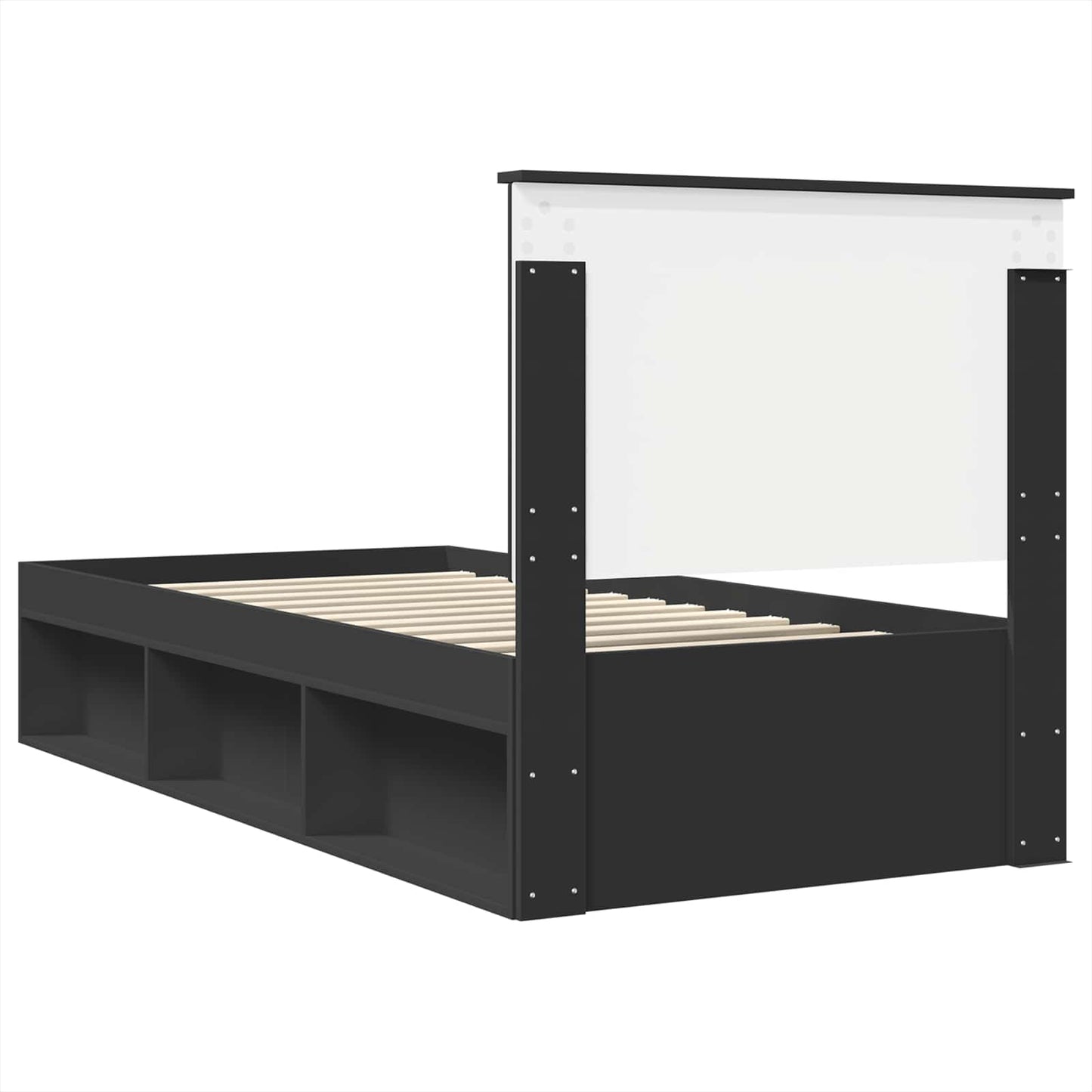 vidaXL Bed Frame with Headboard Black 90 x 190 cm Solid Pine Wood