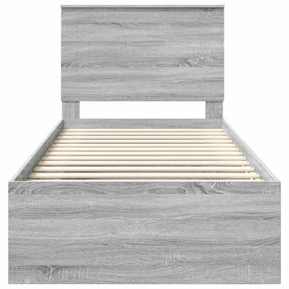 vidaXL Bed Frame Grey Sonoma 90 x 190 cm Solid Pine Wood