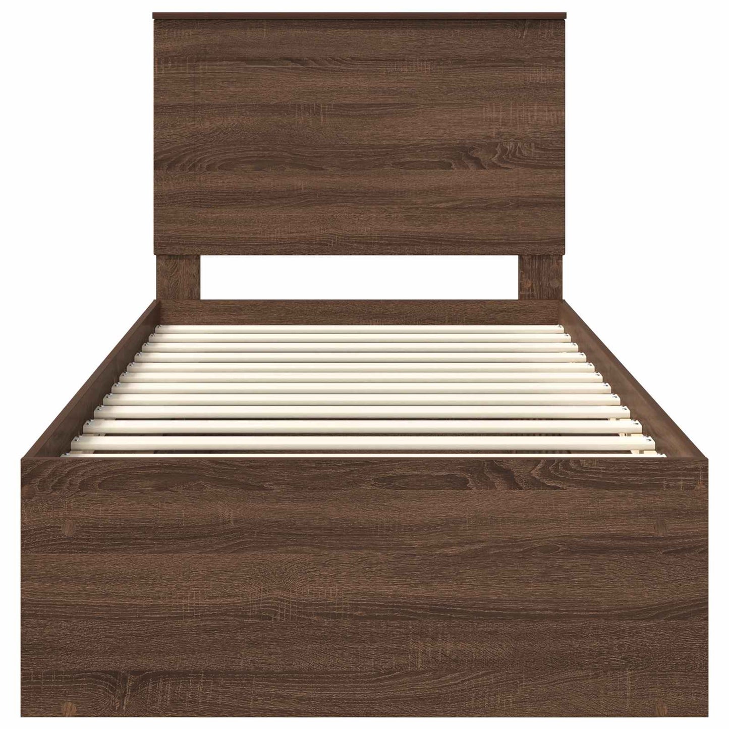 vidaXL Bed Frame with Headboard Brown Oak 90 x 190 cm Solid Pine Wood