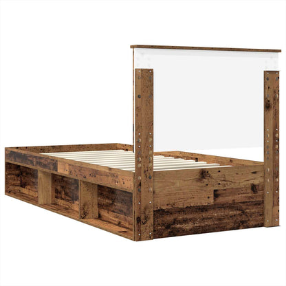 vidaXL Bed Frame with Headboard Old Wood 90 x 190 cm Solid Pine Wood