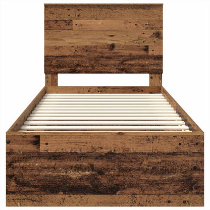 vidaXL Bed Frame with Headboard Old Wood 90 x 190 cm Solid Pine Wood