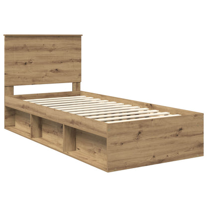 vidaXL Bed Frame Artisian Oak 90 x 190 cm Solid Pine Wood