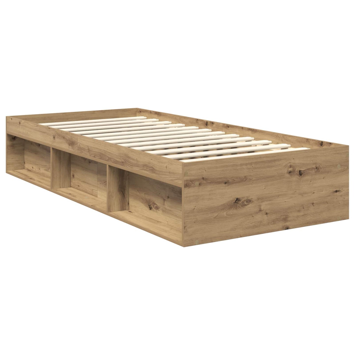 vidaXL Bed Frame Artisian Oak 90 x 190 cm Solid Pine Wood