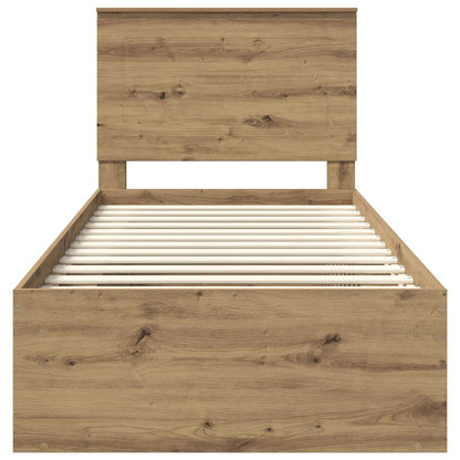 vidaXL Bed Frame Artisian Oak 90 x 190 cm Solid Pine Wood