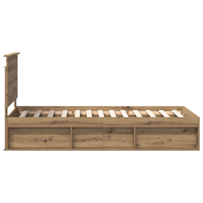 vidaXL Bed Frame Artisian Oak 90 x 190 cm Solid Pine Wood