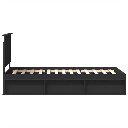 vidaXL Bed Frame with Headboard Black 90 x 200 cm Solid Pine Wood