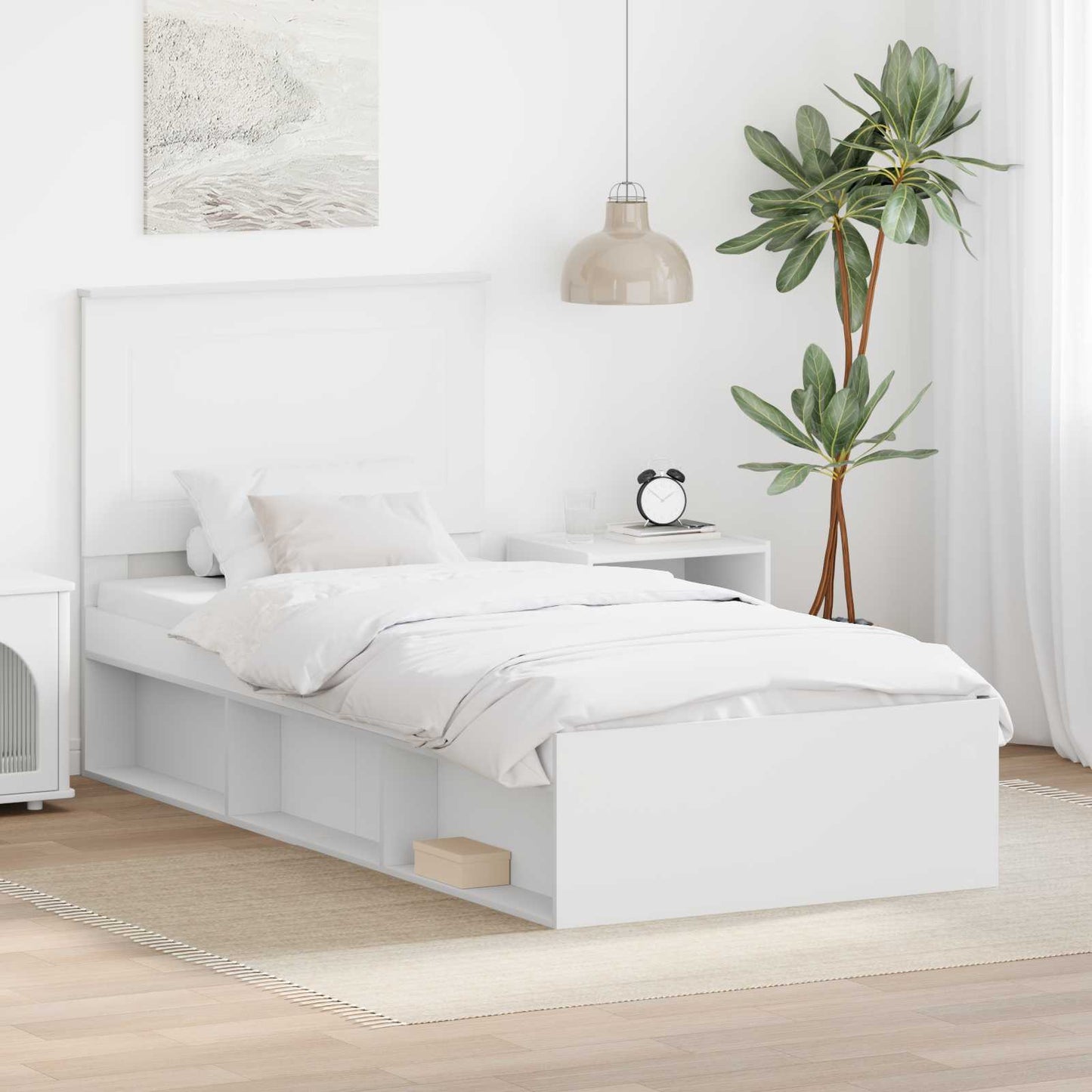 vidaXL Bed Frame with Headboard White 75 x 190 cm Solid Pine Wood