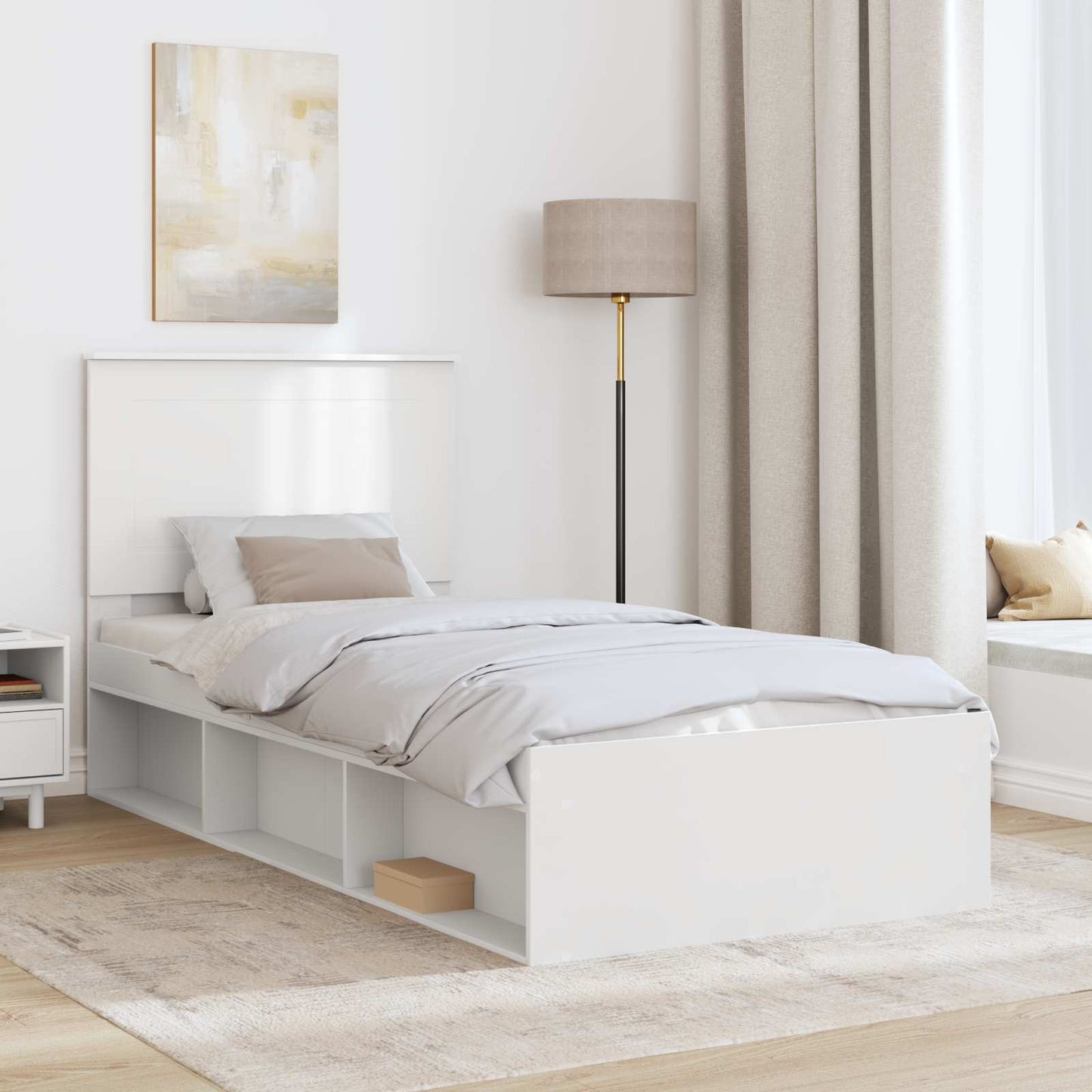 vidaXL Bed Frame with Headboard White 75 x 190 cm Solid Pine Wood