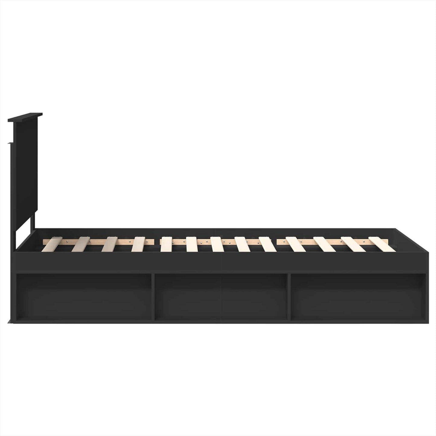 vidaXL Bed Frame with Headboard Black 75 x 190 cm Solid Pine Wood