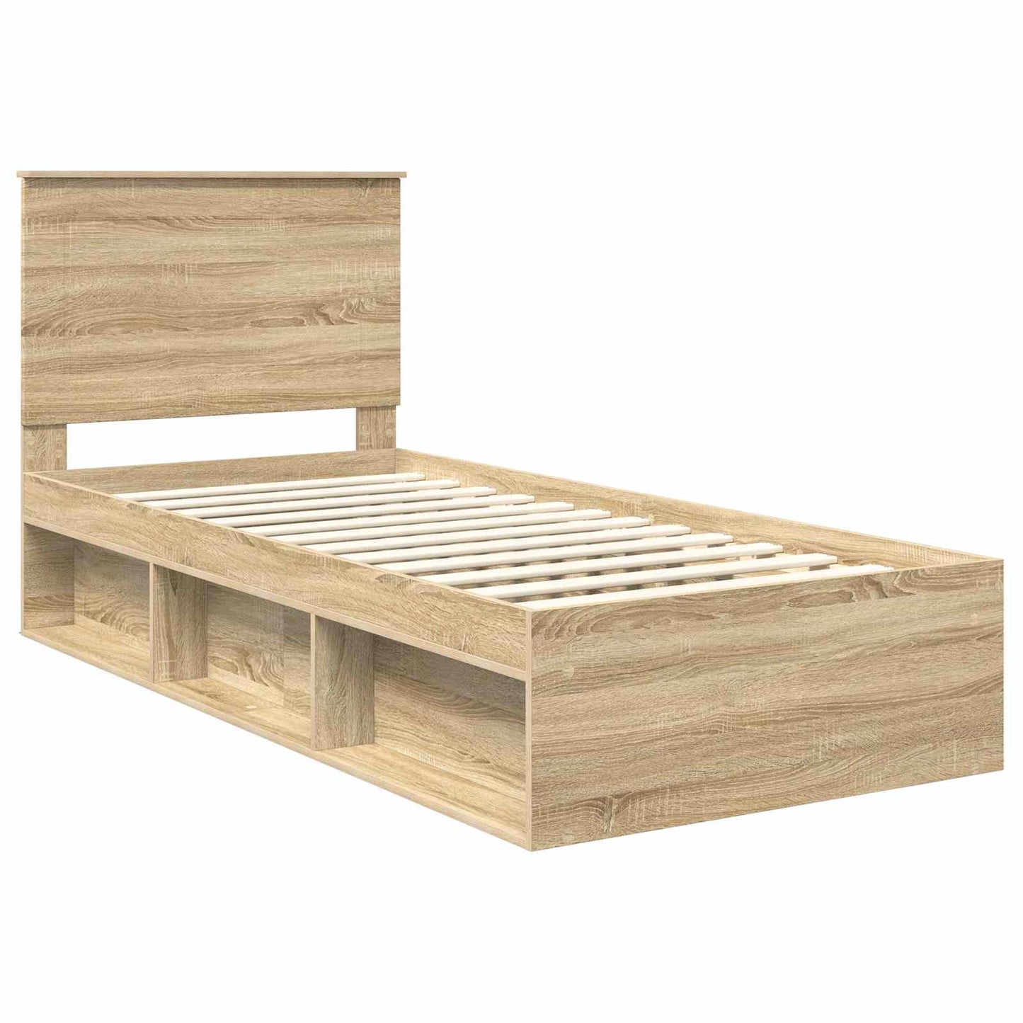 vidaXL Bed Frame with Headboard Sonoma Oak 75 x 190 cm Solid Pine Wood