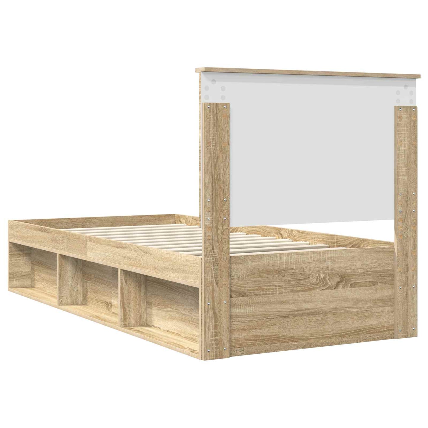 vidaXL Bed Frame with Headboard Sonoma Oak 75 x 190 cm Solid Pine Wood