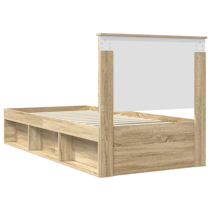 vidaXL Bed Frame with Headboard Sonoma Oak 75 x 190 cm Solid Pine Wood