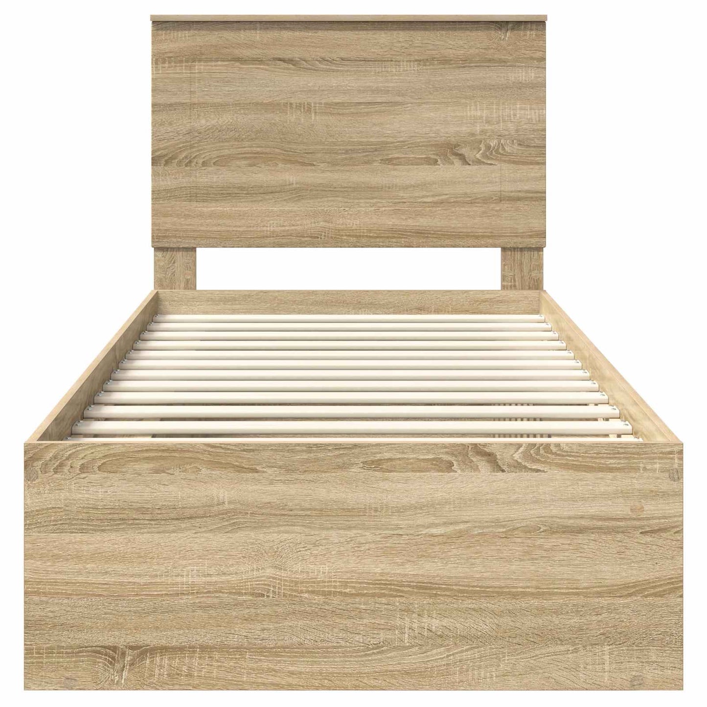 vidaXL Bed Frame with Headboard Sonoma Oak 75 x 190 cm Solid Pine Wood