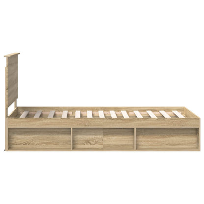 vidaXL Bed Frame with Headboard Sonoma Oak 75 x 190 cm Solid Pine Wood