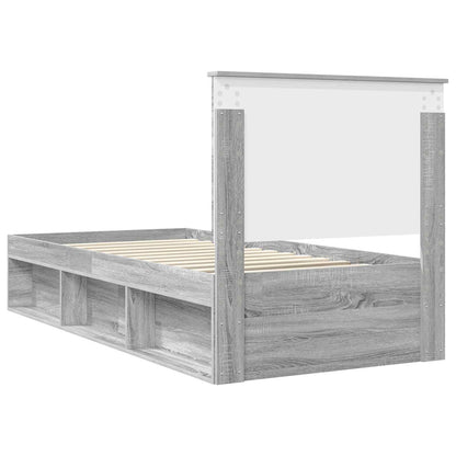 vidaXL Bed Frame Grey Sonoma 75 x 190 cm Solid Pine Wood