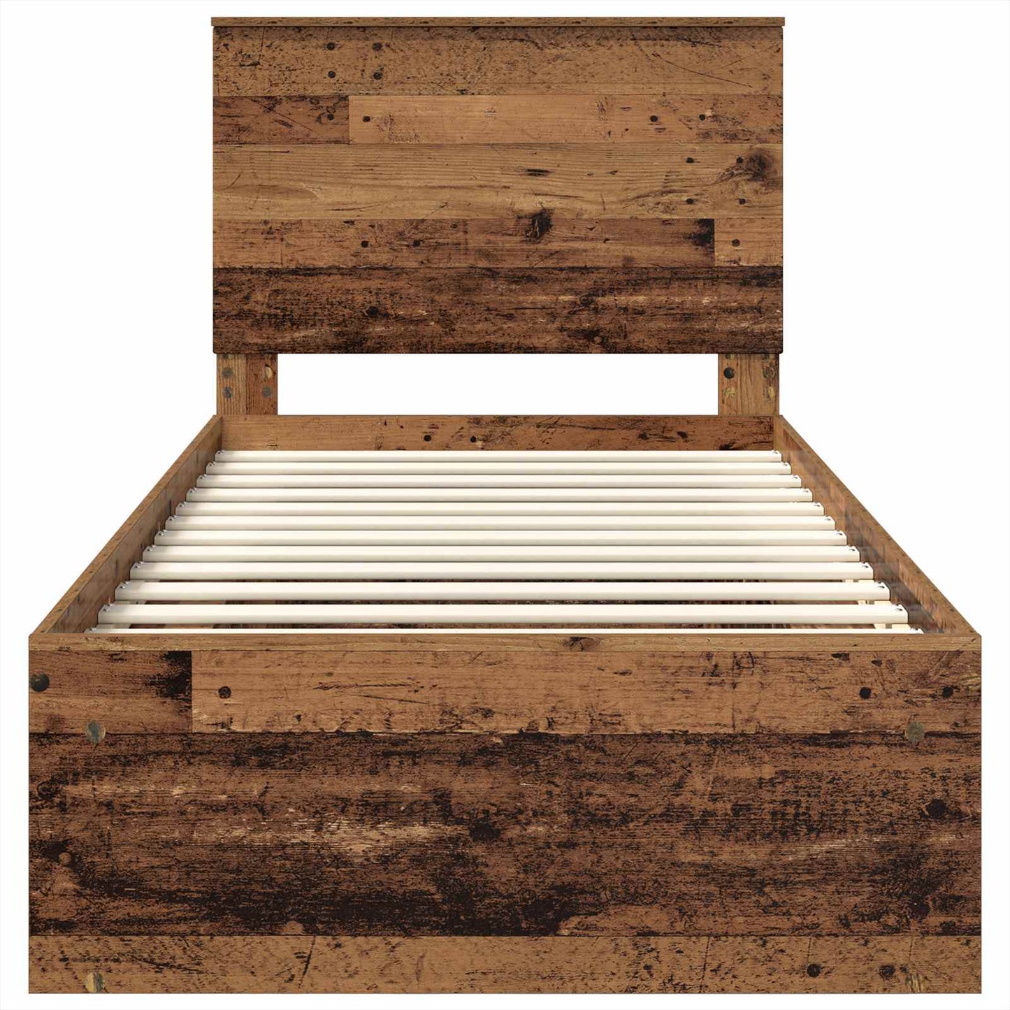 vidaXL Bed Frame with Headboard Old Wood 75 x 190 cm Solid Pine Wood