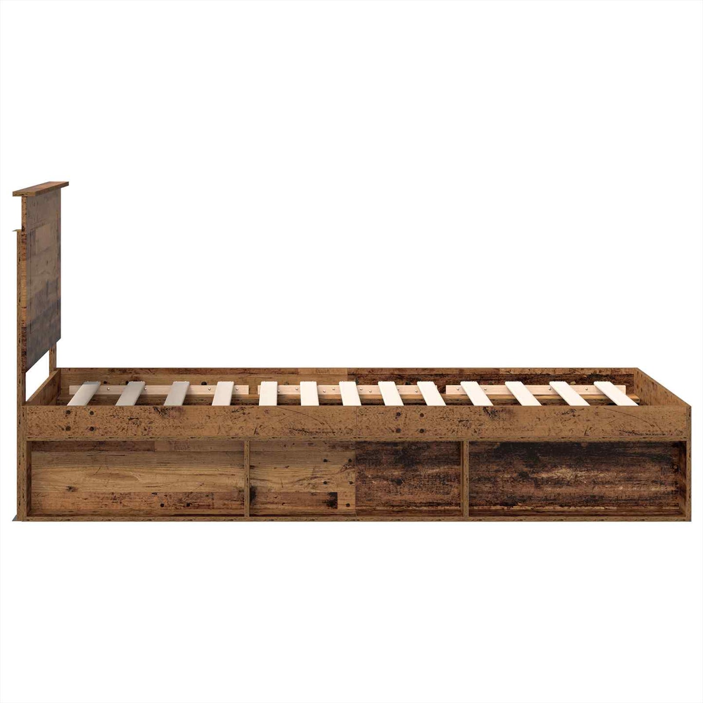 vidaXL Bed Frame with Headboard Old Wood 75 x 190 cm Solid Pine Wood