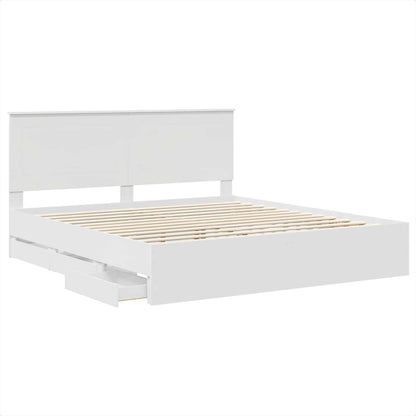 vidaXL Bed Frame with Drawer White 200 x 200 cm Engineer Wood