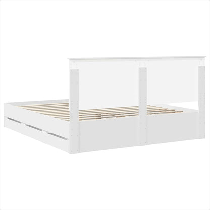 vidaXL Bed Frame with Drawer White 200 x 200 cm Engineer Wood