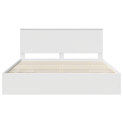vidaXL Bed Frame with Drawer White 200 x 200 cm Engineer Wood