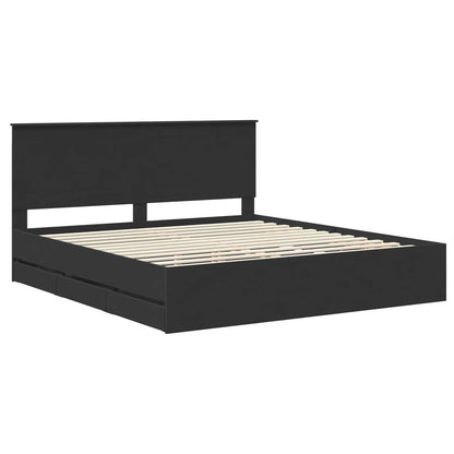 vidaXL Bed Frame with Drawer Black 200 x 200 cm Engineer Wood