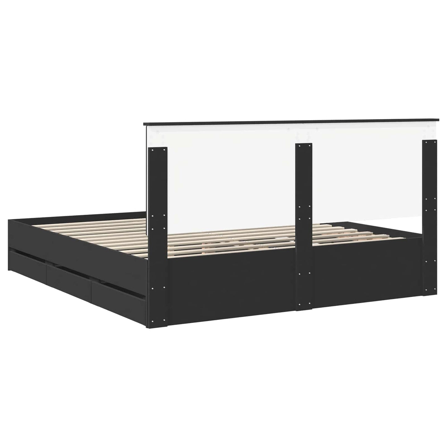 vidaXL Bed Frame with Drawer Black 200 x 200 cm Engineer Wood